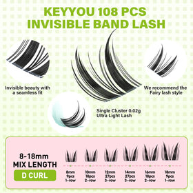 KEYYOU Bunny Lash Clusters showing different lash lengths