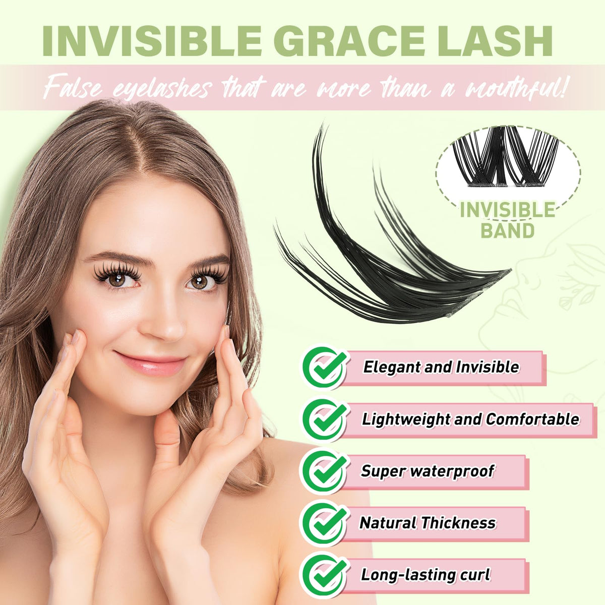 KEYYOU Chispa Lash Clusters applied on model's eyes