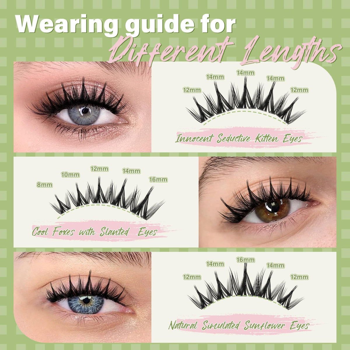 KEYYOU Chispa Lash Clusters applied on model's eyes
