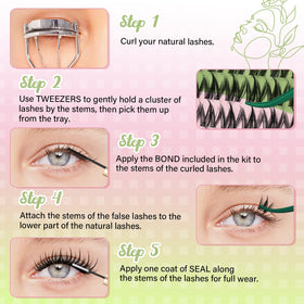 KEYYOU Chispa Lash Clusters Kit side view showing lash clusters