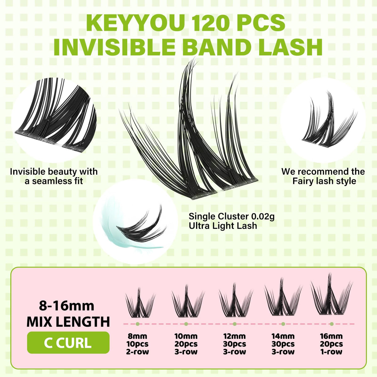 KEYYOU Chispa Lash Clusters packaging side view