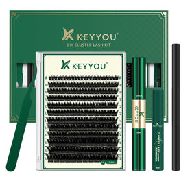 KEYYOU DIY Lash Extension Kit 144pcs with tools and lash clusters