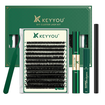 KEYYOU DIY Lash Extension Kit 144pcs with tools and lash clusters