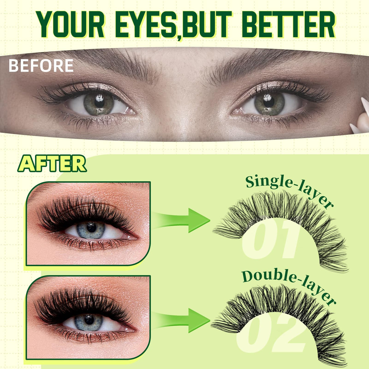 KEYYOU Enchantress Lash Clusters Kit contents including clusters and tools