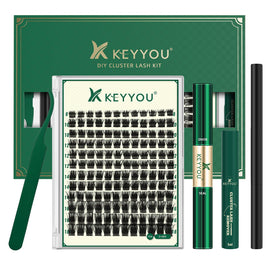 KEYYOU Enchantress Lash Clusters Kit front view with 144 clusters