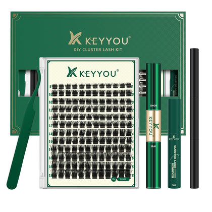 KEYYOU Enchantress Lash Clusters Kit front view with 144 clusters