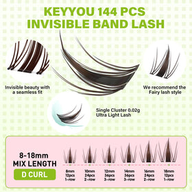 KEYYOU Fairy Brown Lash Clusters close-up of lash clusters