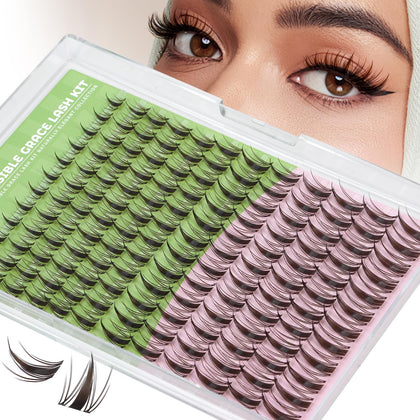 KEYYOU Fairy Brown Lash Clusters front view with packaging