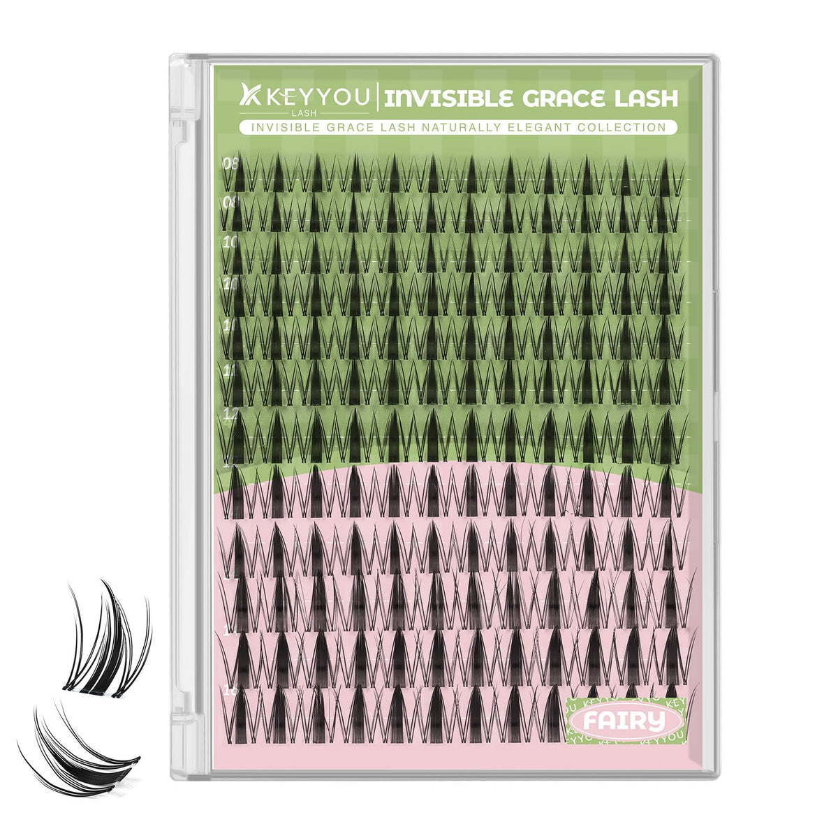 KEYYOU Fairy Lash Clusters 8-18MM front view