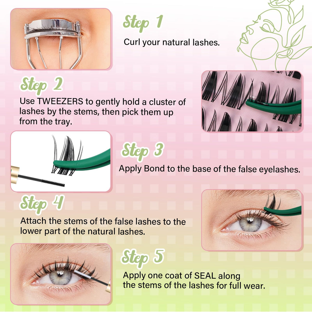KEYYOU Fairy Lash Clusters D Curl 10-14MM set