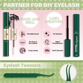 KEYYOU Fairy Lash Clusters Kit contents laid out on a surface