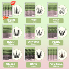 KEYYOU Fairy Lash Clusters Kit side view showing lash clusters