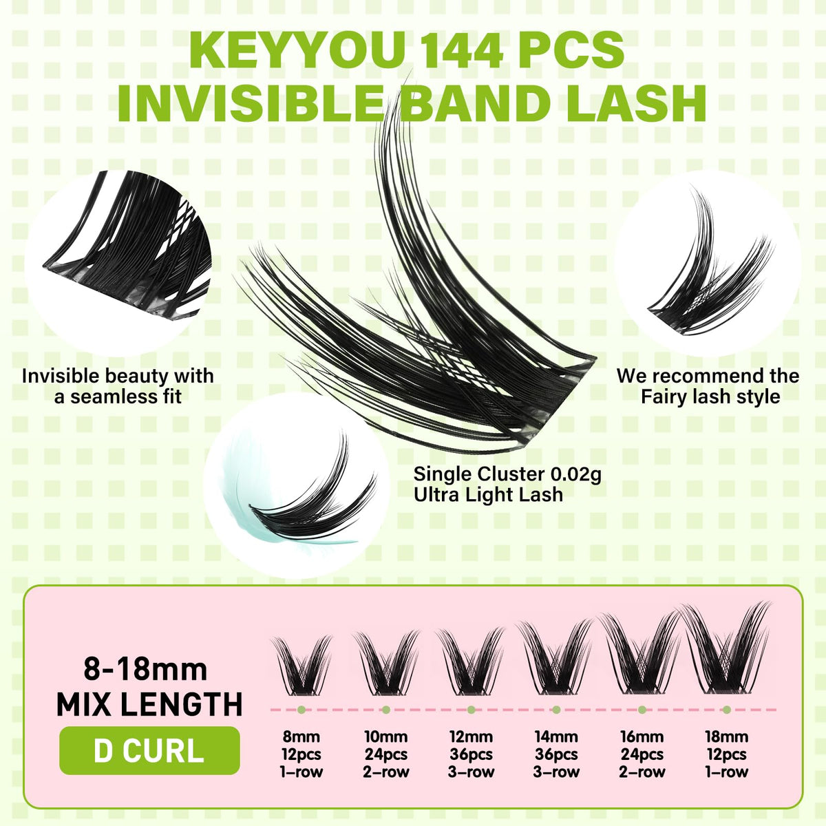 KEYYOU Fairy Wink Lash Clusters close-up of lash clusters