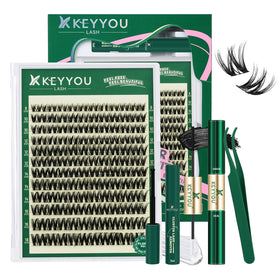KEYYOU Flora Lash Clusters Kit 132pcs front view with mixed lengths