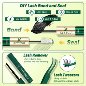 KEYYOU Flora Lash Clusters Kit waterproof lash bond and seal