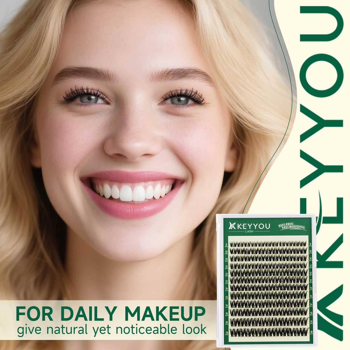 KEYYOU Flora Lash Clusters mixed lengths 8-18mm