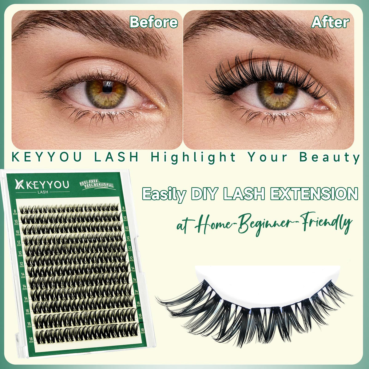 KEYYOU Flora Lash Clusters packaging side view