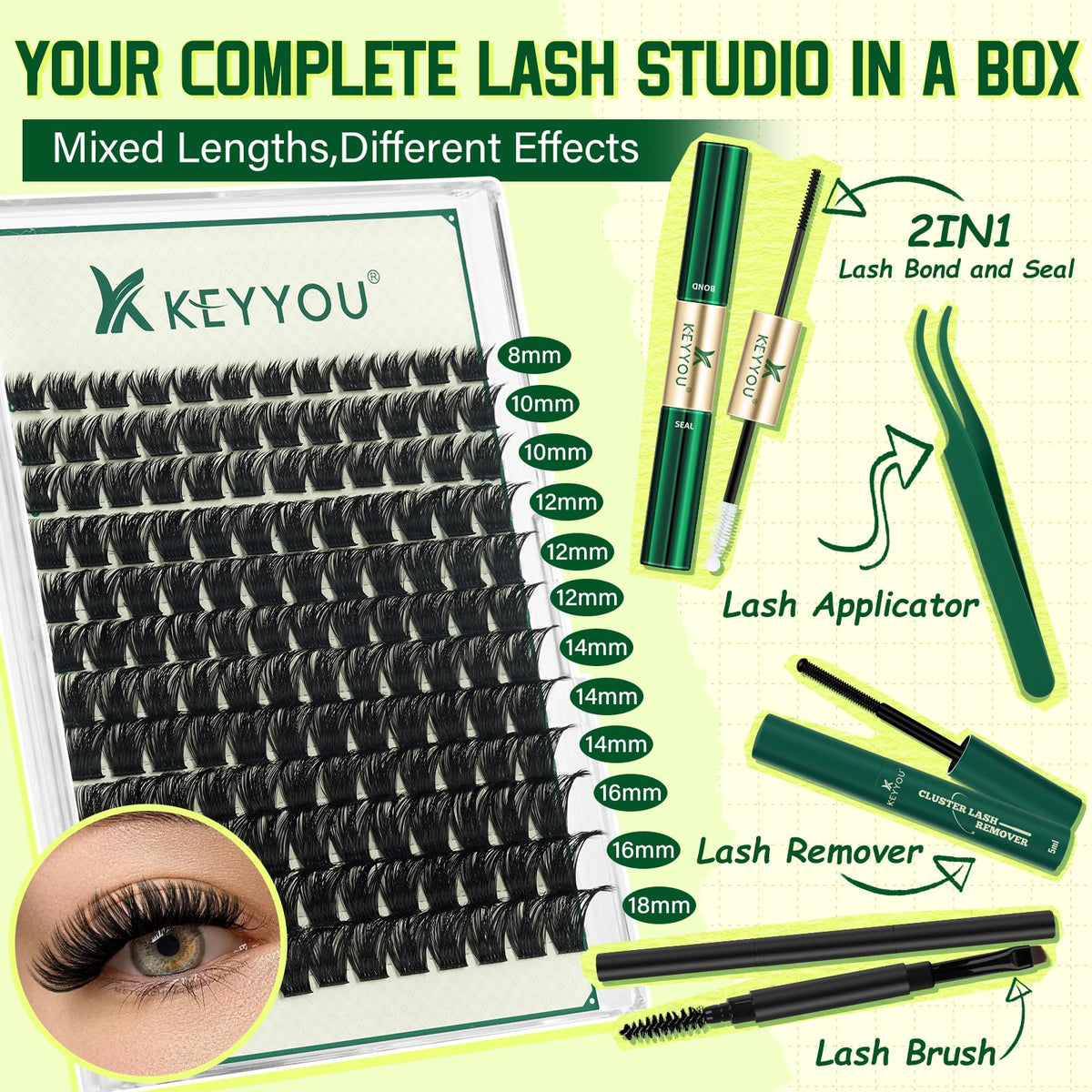 KEYYOU lash bond and seal bottles 5ml each