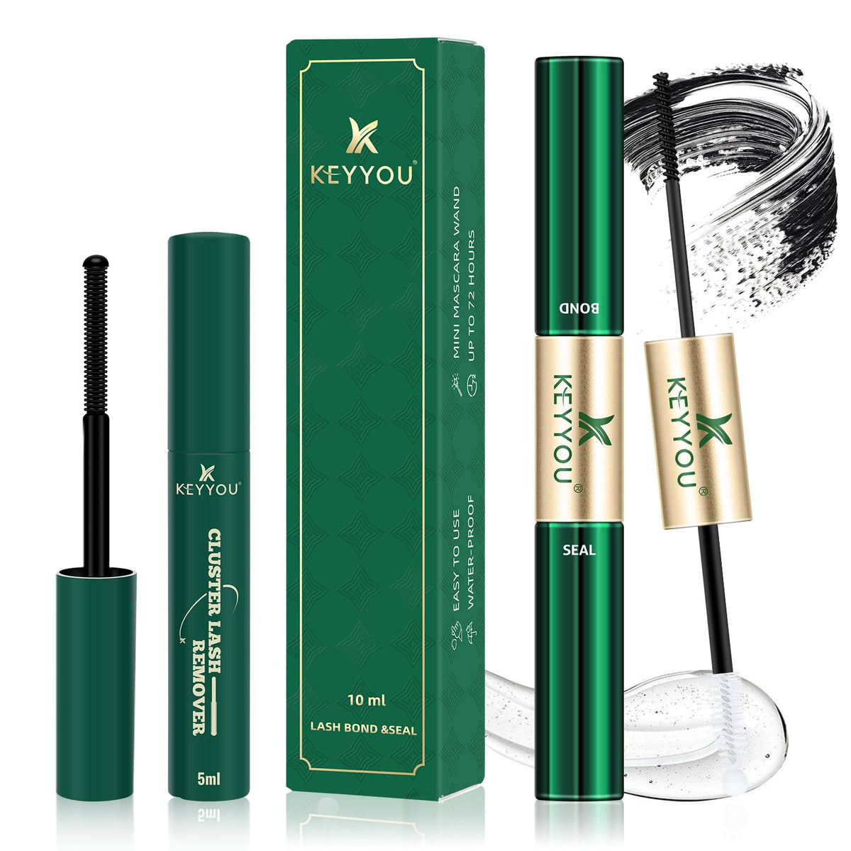 KEYYOU Lash Bond & Seal & Remover Kit front view with lash bond and remover oil