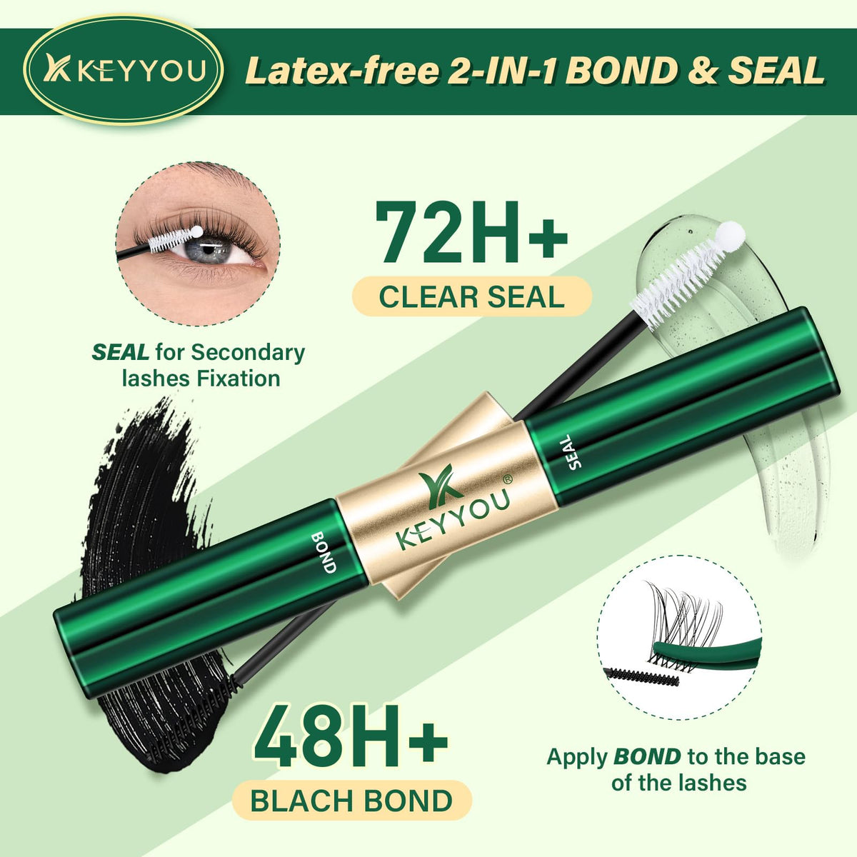 KEYYOU Lash Bond & Seal & Remover Kit showing double-ended lash bond and seal