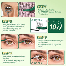 KEYYOU Lash Bond & Seal & Remover Kit with lash clusters