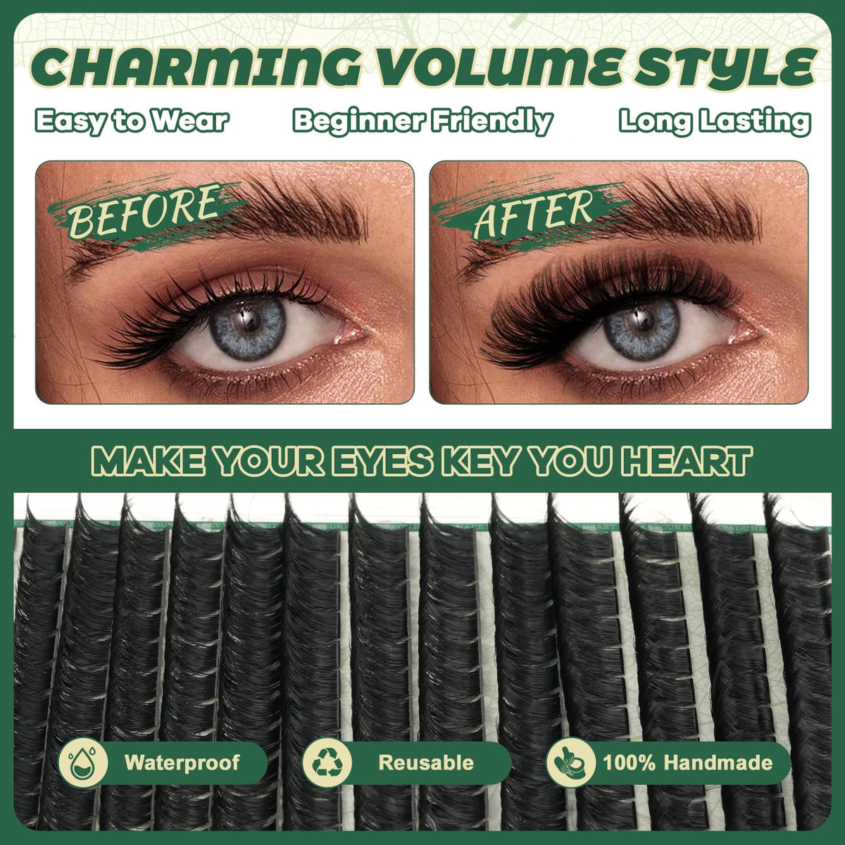 KEYYOU Lash Clusters 0.03mm application process with tools