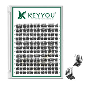 KEYYOU Lash Clusters 144pcs D Curl 10mm front view