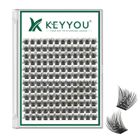 KEYYOU Lash Clusters 144pcs D Curl 10mm front view