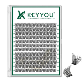 KEYYOU Lash Clusters 144pcs D Curl 10mm front view