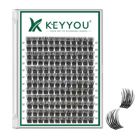 KEYYOU Lash Clusters 144pcs D Curl 12mm front view