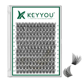 KEYYOU Lash Clusters 144pcs D Curl 12mm front view