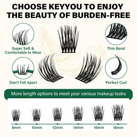 KEYYOU Lash Clusters 144pcs D Curl 12mm side view