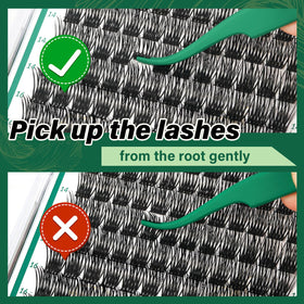 KEYYOU Lash Clusters 144pcs D Curl 12mm texture detail
