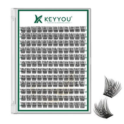 KEYYOU Lash Clusters 144pcs D Curl 14mm front view