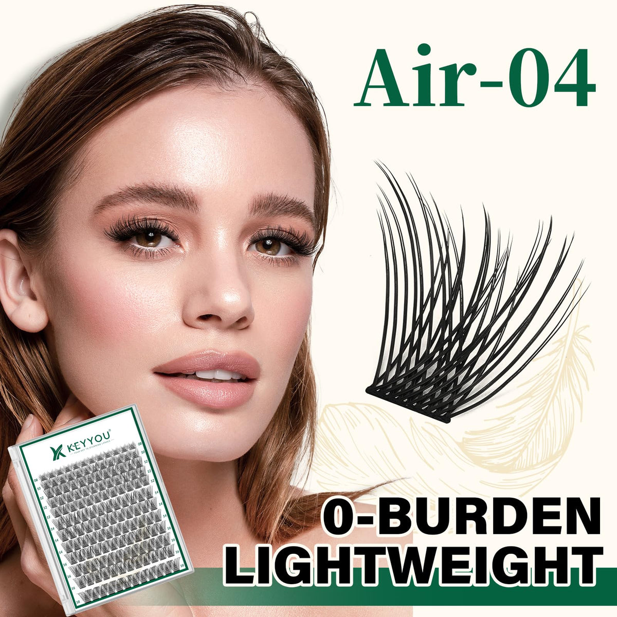 KEYYOU Lash Clusters 144pcs D Curl 14mm packaging