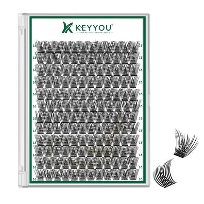 KEYYOU Lash Clusters 144pcs D Curl 16mm front view