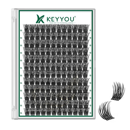 KEYYOU Lash Clusters 144pcs D Curl 18mm front view