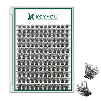 KEYYOU Lash Clusters 144pcs D Curl 8-18MIX front view