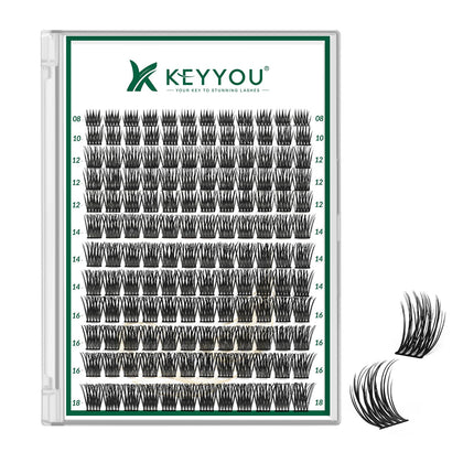 KEYYOU Lash Clusters 144pcs D Curl 8-18MIX front view