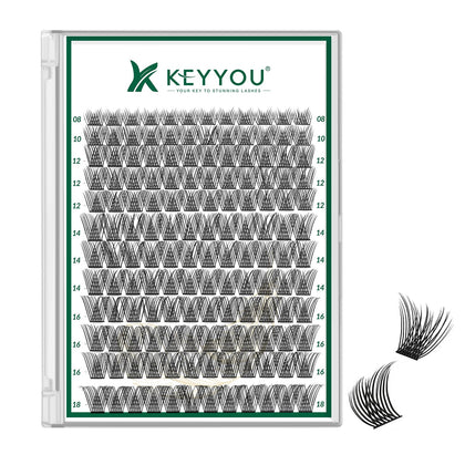 KEYYOU Lash Clusters 144pcs D Curl 8-18MIX front view