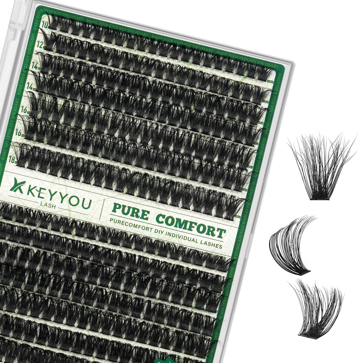 KEYYOU Lash Clusters 80D and 100D front view in packaging