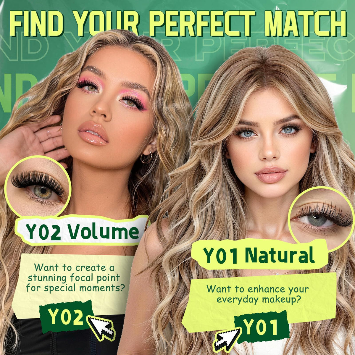 KEYYOU lash clusters applied for a dramatic look