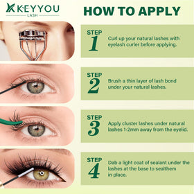KEYYOU lash clusters arranged in a neat display