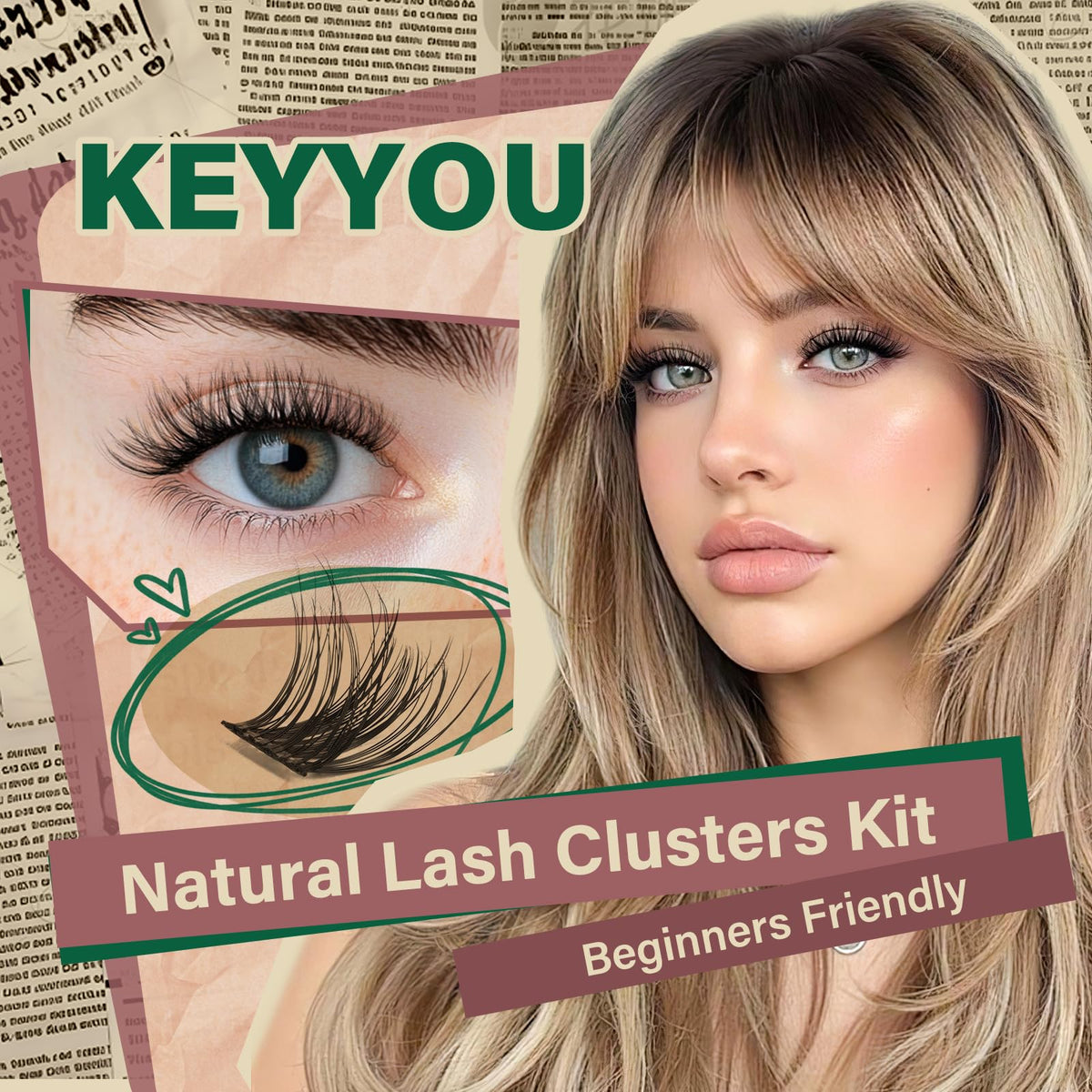 KEYYOU Lash Clusters close-up showing synthetic fibers