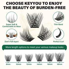 KEYYOU Lash Clusters D Curl 14mm side view