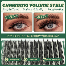 KEYYOU Lash Clusters D Curl 60D clusters in a makeup setting
