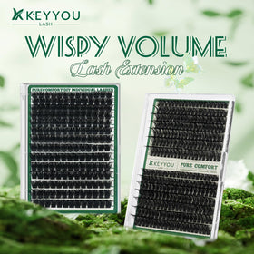 KEYYOU Lash Clusters D Curl 60D displayed on a vanity