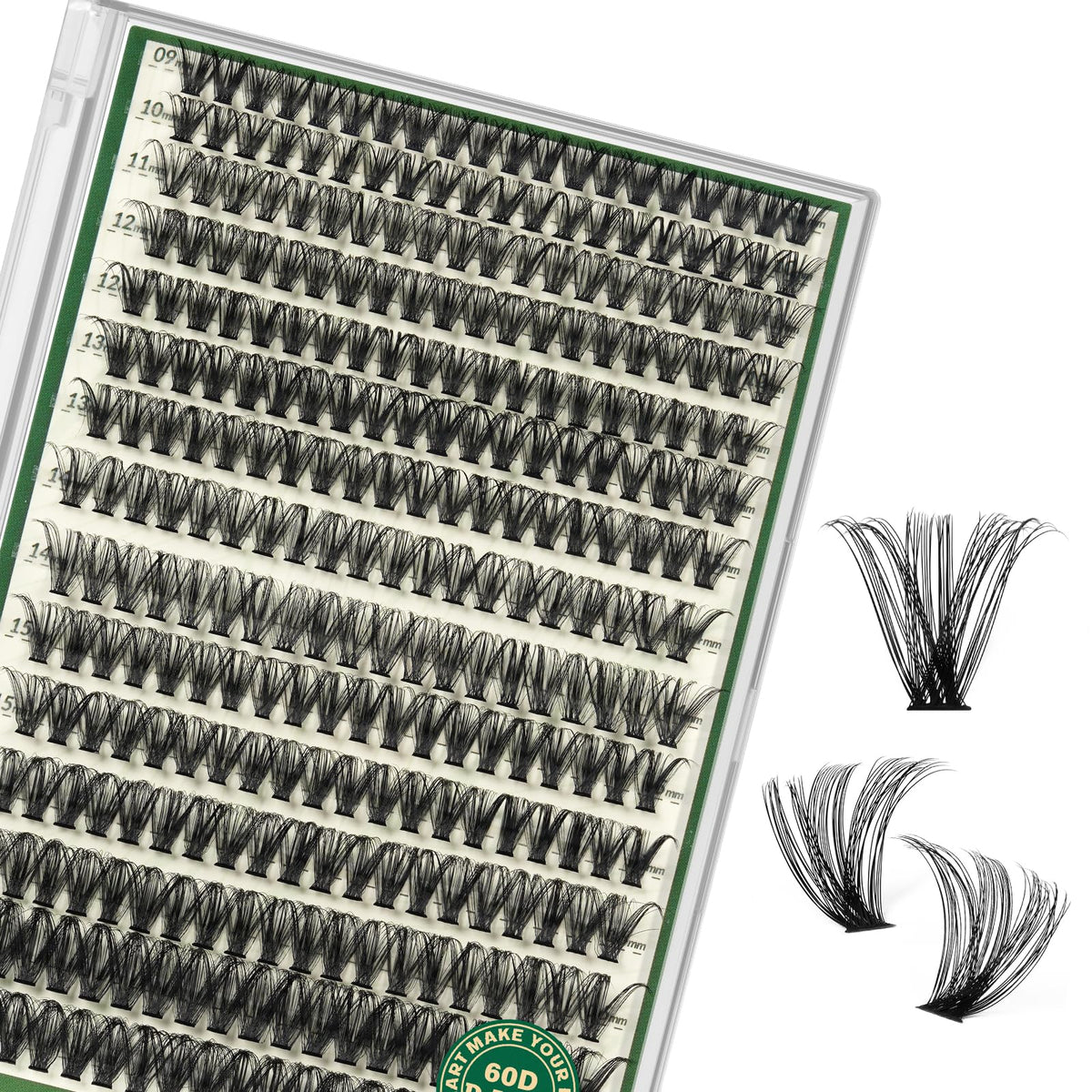 KEYYOU Lash Clusters D Curl 60D front view with packaging