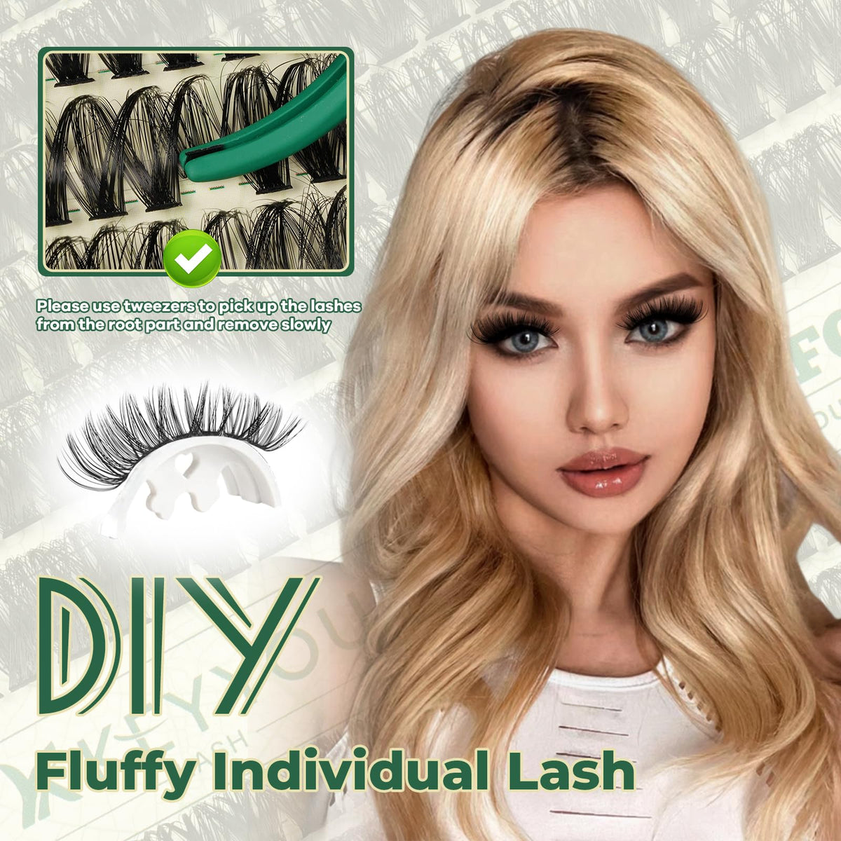 KEYYOU Lash Clusters D Curl 60D showing texture and finish