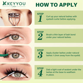 KEYYOU lash clusters displayed on a beauty table